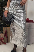 High Waist Sequin Wrap Skirt