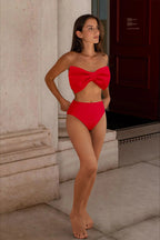 Strapless Striped Bikini Set