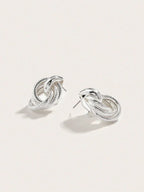 Geometric Gold Twist Clip On Earrings Two Layer Shine