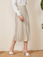 High Waist Satin Maxi Skirt For Office Professional Chic