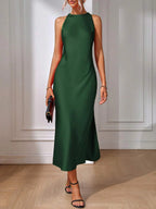 Satin Maxi Dress Sleeveless Split Thigh Wedding
