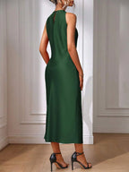 Satin Maxi Dress Sleeveless Split Thigh Wedding