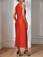 Satin Maxi Dress Sleeveless Split Thigh Wedding