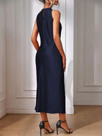 Satin Maxi Dress Sleeveless Split Thigh Wedding