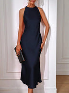 Satin Maxi Dress Sleeveless Split Thigh Wedding