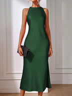 Satin Maxi Dress Sleeveless Split Thigh Wedding