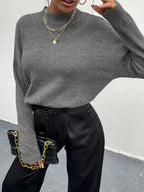 Effortless Mock Neck Sweater With Drop Shoulder Oversized