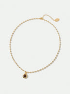 Premium Tiger Eye Necklace 18K Gold Plated Rice Bead Chain