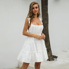 Kelby Ruffle Tiered Babydoll Dress Off White