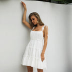 Kelby Ruffle Tiered Babydoll Dress Off White