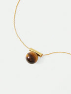 Geometric Tiger Eye Pendant Necklace Gold Plated 18K Luxury