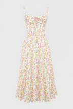 Larkt Meadow Floral Print Cotton Bustier Midi Dress