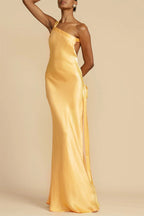 Ayla Elevated Formal Solid Backless Evening Dresses with Slant Collar Chic Silhouette Collection
