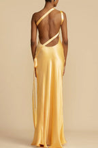 Ayla Elevated Formal Solid Backless Evening Dresses with Slant Collar Chic Silhouette Collection