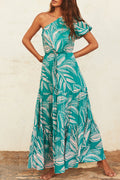 Dolores Statement Casual Holiday Dresses with Floral Frenulum, Backless, a Line Dress with Slanted Collar Occasion Edit