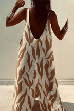 Iliana Aesthetic Casual Geometric Print Backless Sleeveless Dresses with O Neck Evening Wear Edit