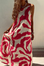 Iliana Aesthetic Casual Geometric Print Backless Sleeveless Dresses with O Neck Evening Wear Edit