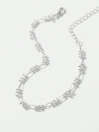 Chic Silver Plated Beaded Chain Bracelet With Rhinestones