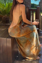 Cristina Chic Vintage Dresses with Gradual Change, Backless, Contrast V Neck, One Tier Skirt Designer Edit
