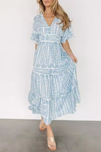Gloria Exclusive Printed Vintage Holiday Dresses with Striped Print, Patchwork and V Neck Evening Wear Edit