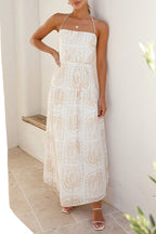 Danna Premium Floral Backless Halter Beach Dresses for Vacation Elevated Occasion Wear