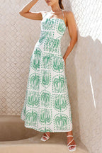Danna Premium Floral Backless Halter Beach Dresses for Vacation Elevated Occasion Wear