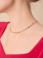 Sweet Heart Necklace Gold Plated Delicate Chain Sparkle
