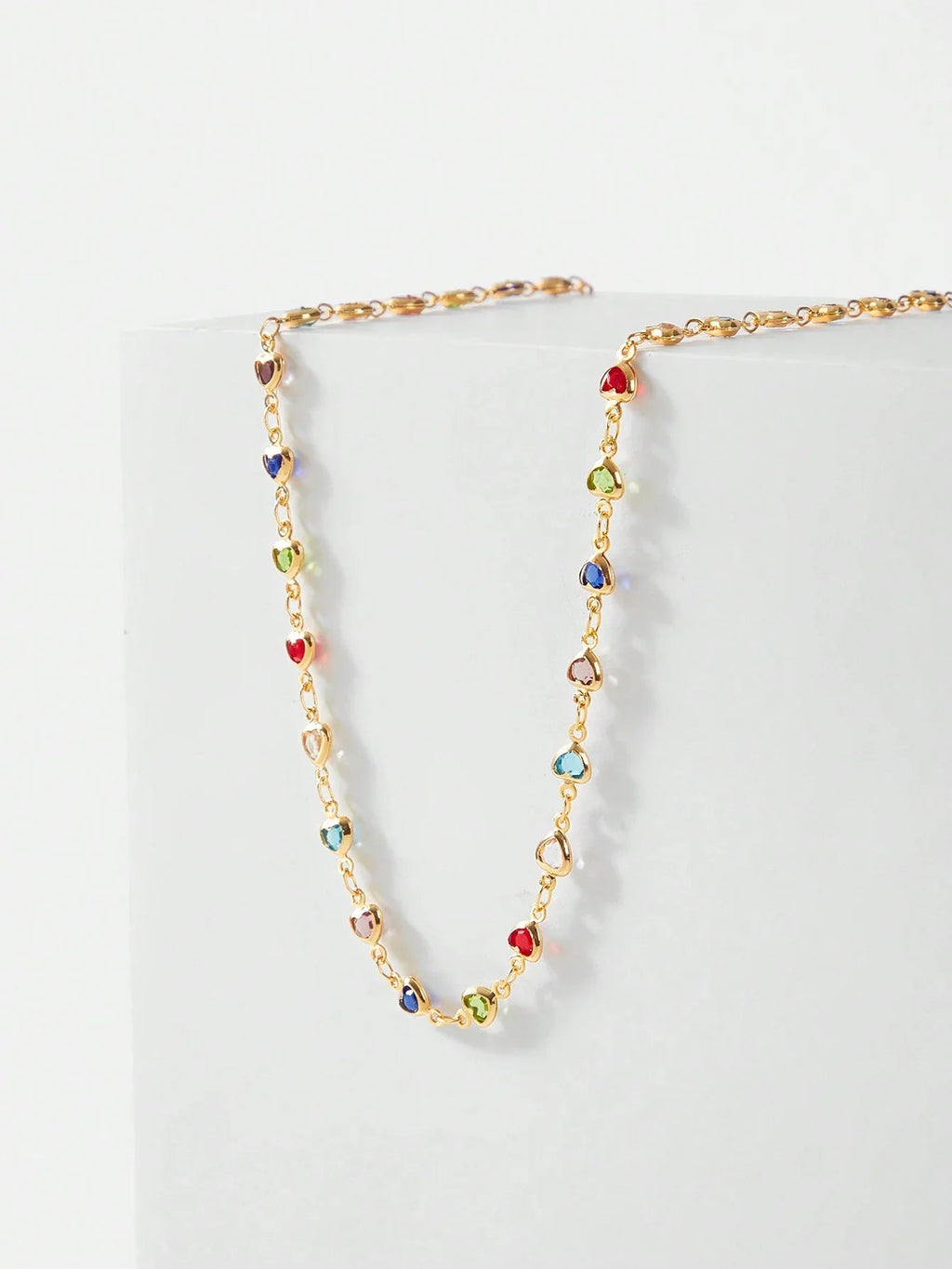 Sweet Heart Necklace Gold Plated Delicate Chain Sparkle