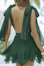 Malena Minimalist Solid Color Backless Sleeveless V Neck Dresses (5 Colors) Chic Silhouette Collection