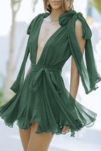 Malena Minimalist Solid Color Backless Sleeveless V Neck Dresses (5 Colors) Chic Silhouette Collection