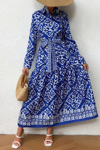 Esperanza Statement Casual Printed Patchwork Shirt Collar Long Sleeve Dresses Boutique Collection