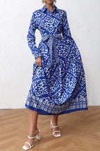 Esperanza Statement Casual Printed Patchwork Shirt Collar Long Sleeve Dresses Boutique Collection