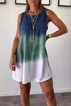 Bianca Boutique Casual Tie Dye Contrast Gradient Sleeveless Dresses with O Neck Elevated Occasion Wear