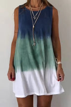 Bianca Boutique Casual Tie Dye Contrast Gradient Sleeveless Dresses with O Neck Elevated Occasion Wear