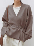 Apricot Belted Drop Shoulder Cardigan