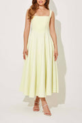 Multi-Color Square-Neck Fit-and-Flare Midi Dress