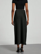 Elastic Satin Maxi Skirt