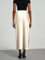 Elastic Satin Maxi Skirt