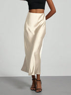 Elastic Satin Maxi Skirt
