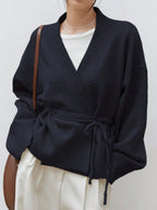 Apricot Belted Drop Shoulder Cardigan
