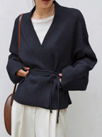 Apricot Belted Drop Shoulder Cardigan