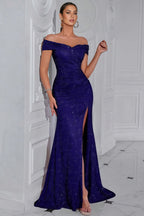 Corinse Red Sequin Split Maxi Dress