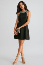 Angesd Round Neck Sparkling Mini Dress
