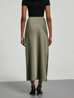 Elastic Satin Maxi Skirt