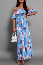 Alessia Chic Off the Shoulder Floral Dress with Tie Waist Boutique Collection