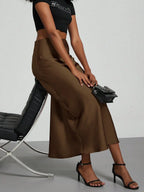 Elastic Satin Maxi Skirt