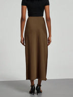 Elastic Satin Maxi Skirt
