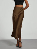 Elastic Satin Maxi Skirt