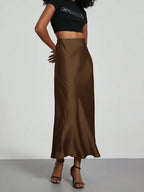 Elastic Satin Maxi Skirt