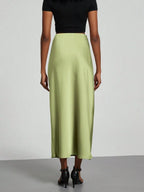 Elastic Satin Maxi Skirt